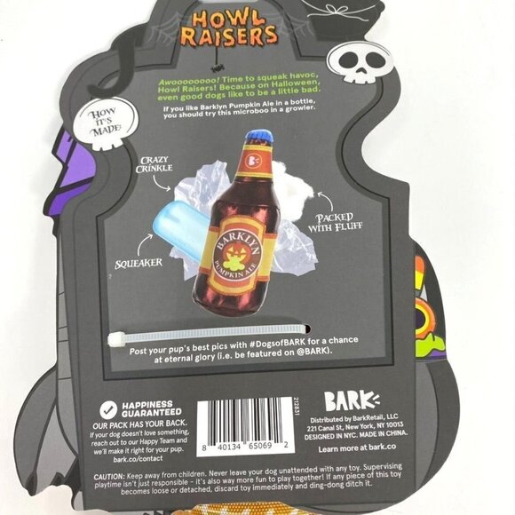BARK Barklyn Pumpkin Ale Dog Toy Squeakers Playtime - Picture 3 of 3